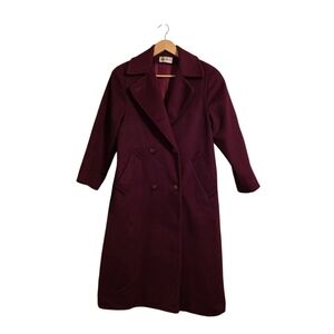 Designer John Weitz Vintage Burgundy 100% Wool Coat